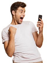 Excited man with phone